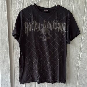 Mens sz L Harley-Davidson Dark Gray skull T-shirt